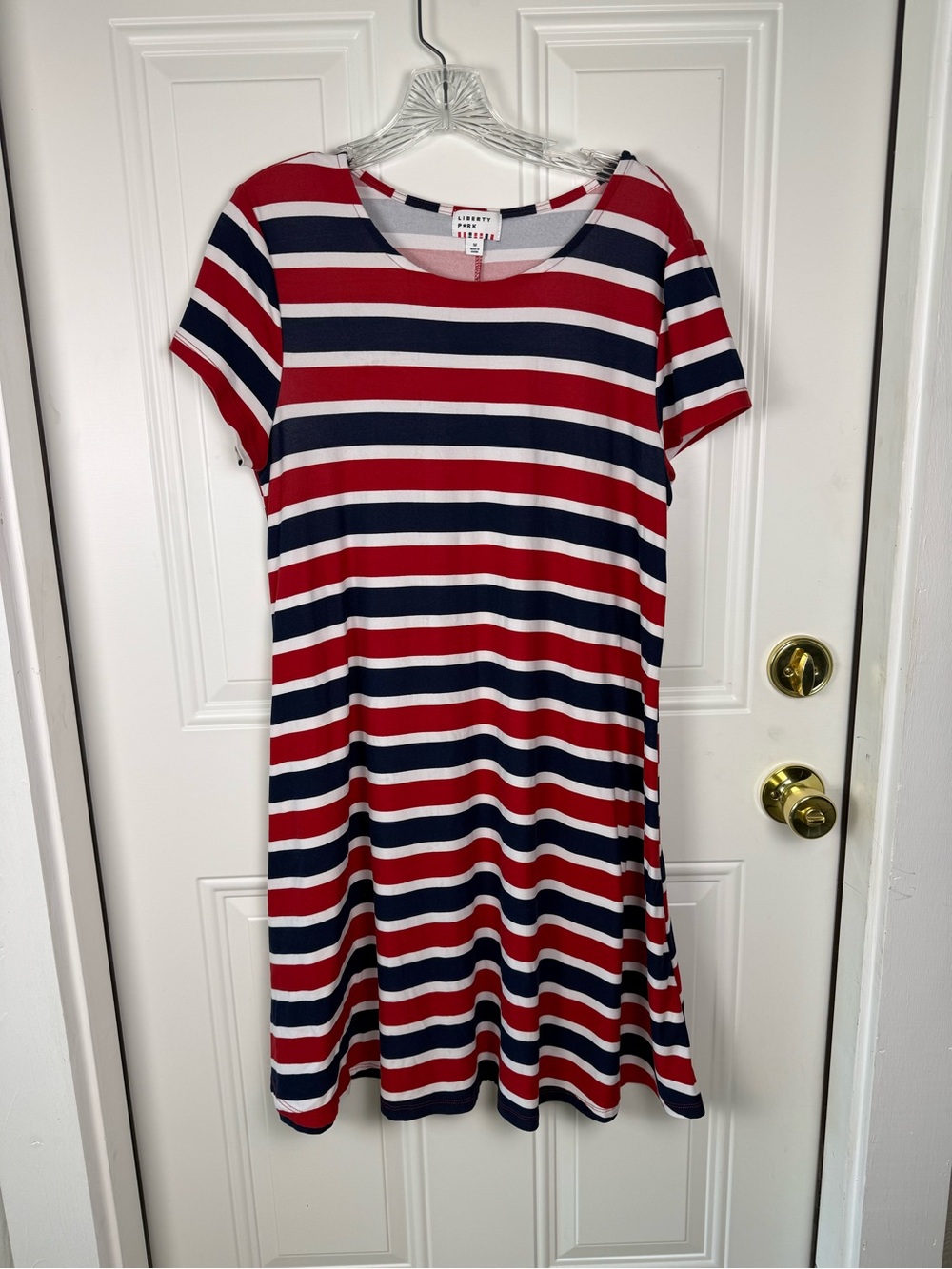 liberty Red, Navy & White Striped Midi Dress